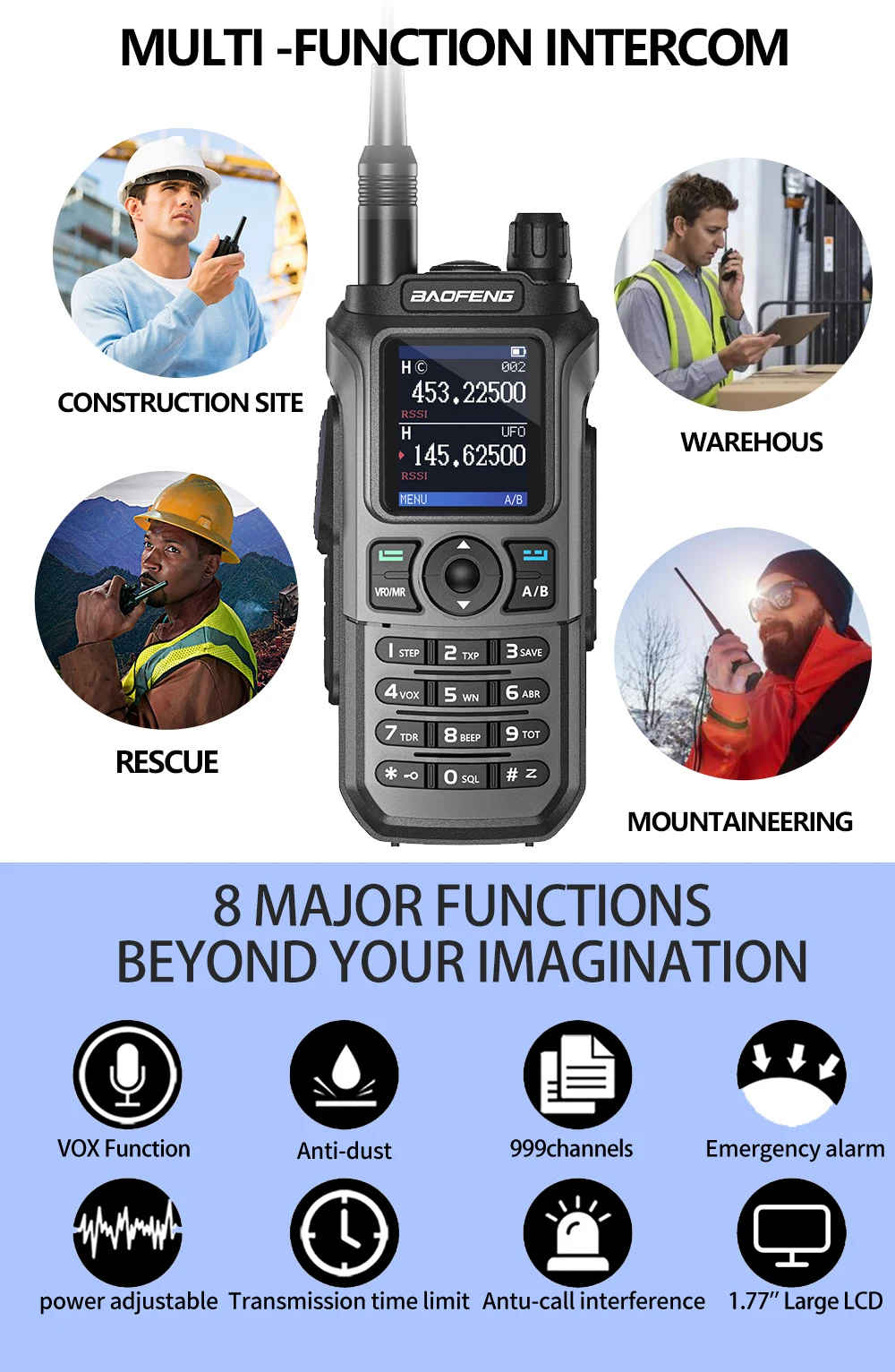 Baofeng UV 21 Pro Wireless Copy Frequency Walkie Talkie 16 KM AM Long Range Waterproof Multi-Band Type-C Charger Ham Radio UV 5R