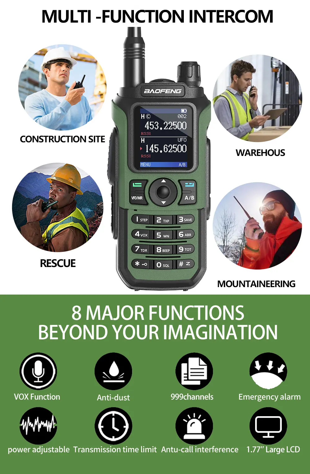 Baofeng UV 21 Pro Wireless Copy Frequency Walkie Talkie 16 KM AM Long Range Waterproof Multi-Band Type-C Charger Ham Radio UV 5R
