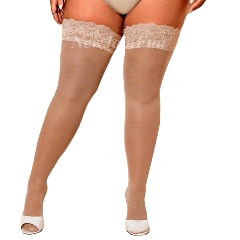 Large Plus Size Lace Stockings Sexy Sheer Over Knee Thigh High Gothic Fishnet Long Socks for Oversized Women XXXXXL Black White