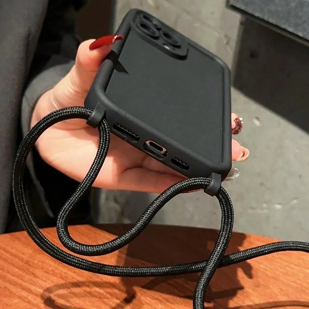 Phone Case For iPhone 11 12 13 14 15 16 17 18 Pro Max 17 Air 16E Crossbody Adjustable Lanyard Strap Rope Soft Cover