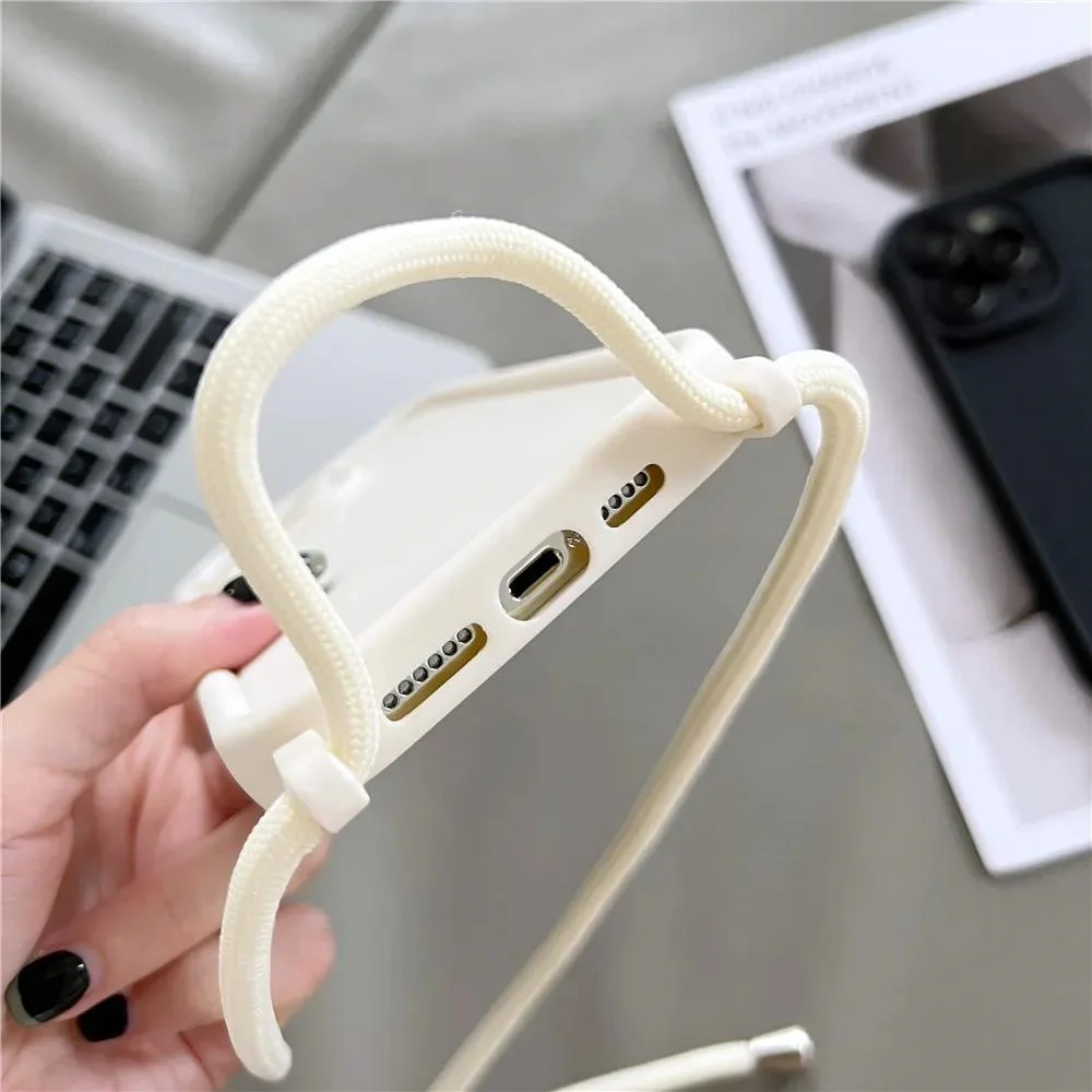 Phone Case For iPhone 11 12 13 14 15 16 17 18 Pro Max 17 Air 16E Crossbody Adjustable Lanyard Strap Rope Soft Cover