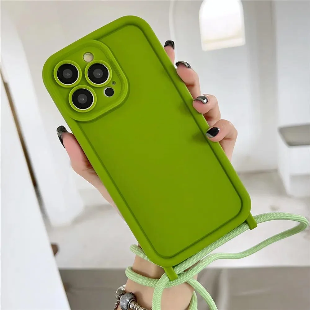 Phone Case For iPhone 11 12 13 14 15 16 17 18 Pro Max 17 Air 16E Crossbody Adjustable Lanyard Strap Rope Soft Cover