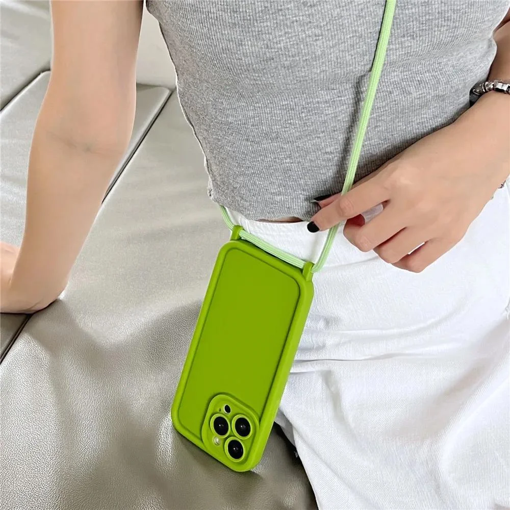 Phone Case For iPhone 11 12 13 14 15 16 17 18 Pro Max 17 Air 16E Crossbody Adjustable Lanyard Strap Rope Soft Cover