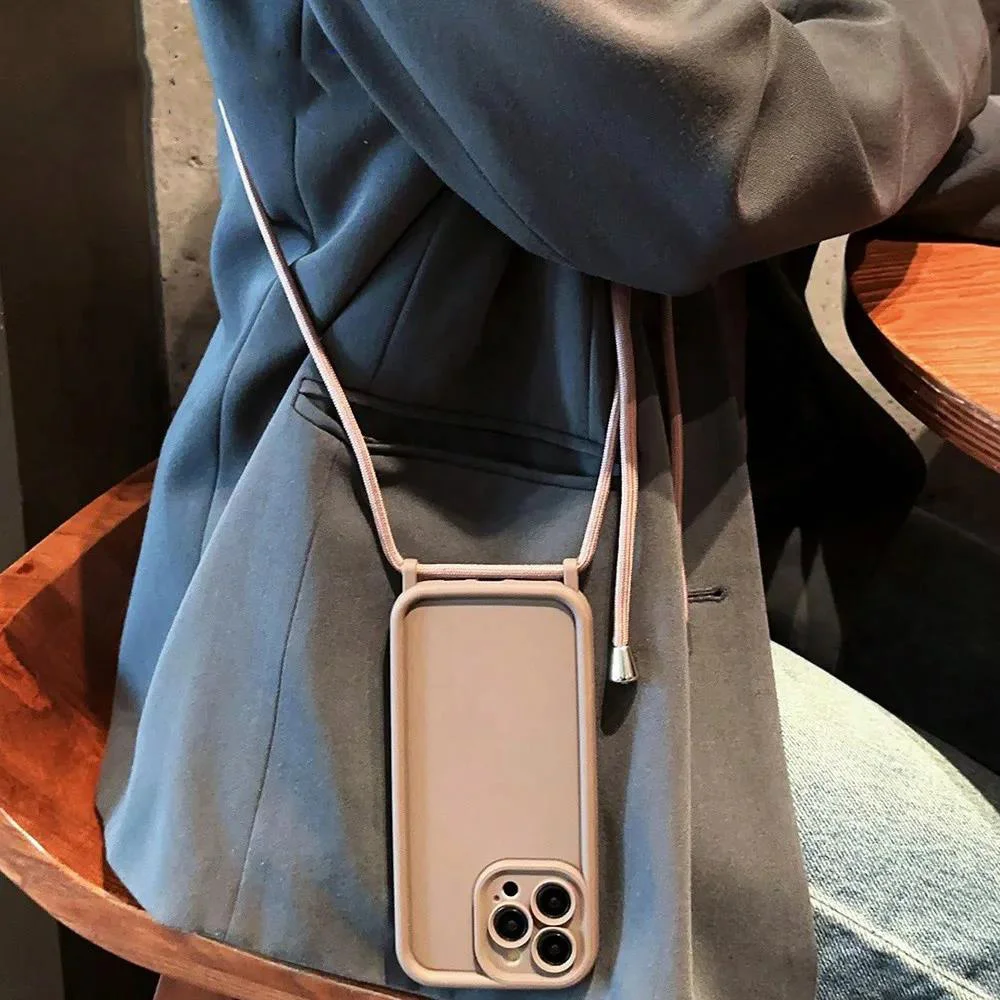 Phone Case For iPhone 11 12 13 14 15 16 17 18 Pro Max 17 Air 16E Crossbody Adjustable Lanyard Strap Rope Soft Cover