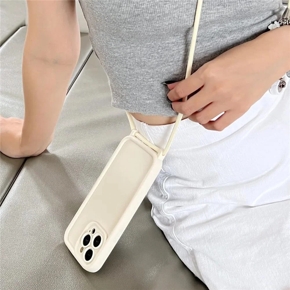 Phone Case For iPhone 11 12 13 14 15 16 17 18 Pro Max 17 Air 16E Crossbody Adjustable Lanyard Strap Rope Soft Cover