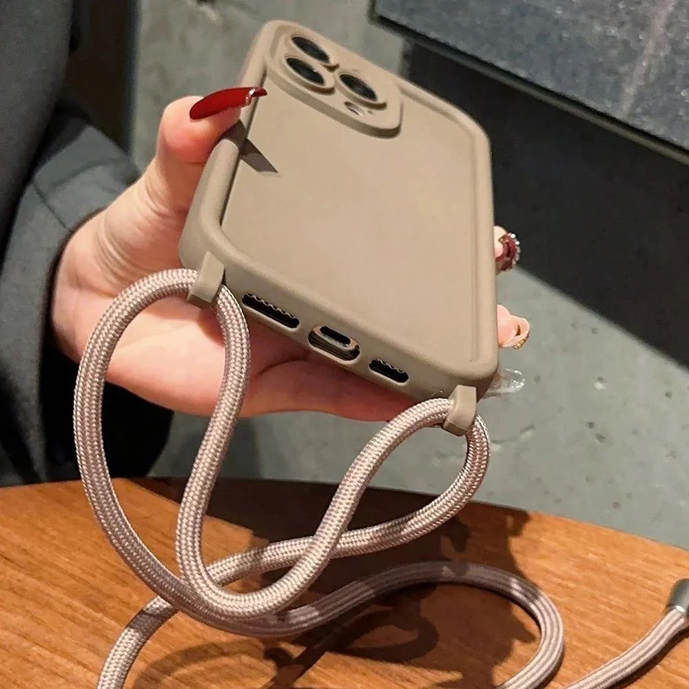Phone Case For iPhone 11 12 13 14 15 16 17 18 Pro Max 17 Air 16E Crossbody Adjustable Lanyard Strap Rope Soft Cover