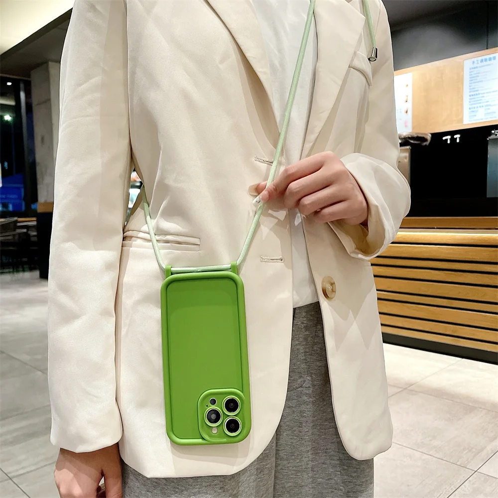 Phone Case For iPhone 11 12 13 14 15 16 17 18 Pro Max 17 Air 16E Crossbody Adjustable Lanyard Strap Rope Soft Cover
