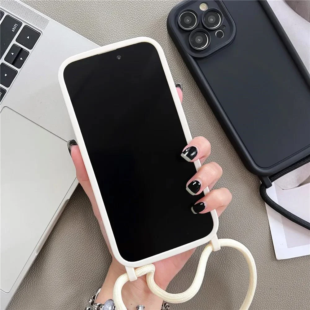 Phone Case For iPhone 11 12 13 14 15 16 17 18 Pro Max 17 Air 16E Crossbody Adjustable Lanyard Strap Rope Soft Cover