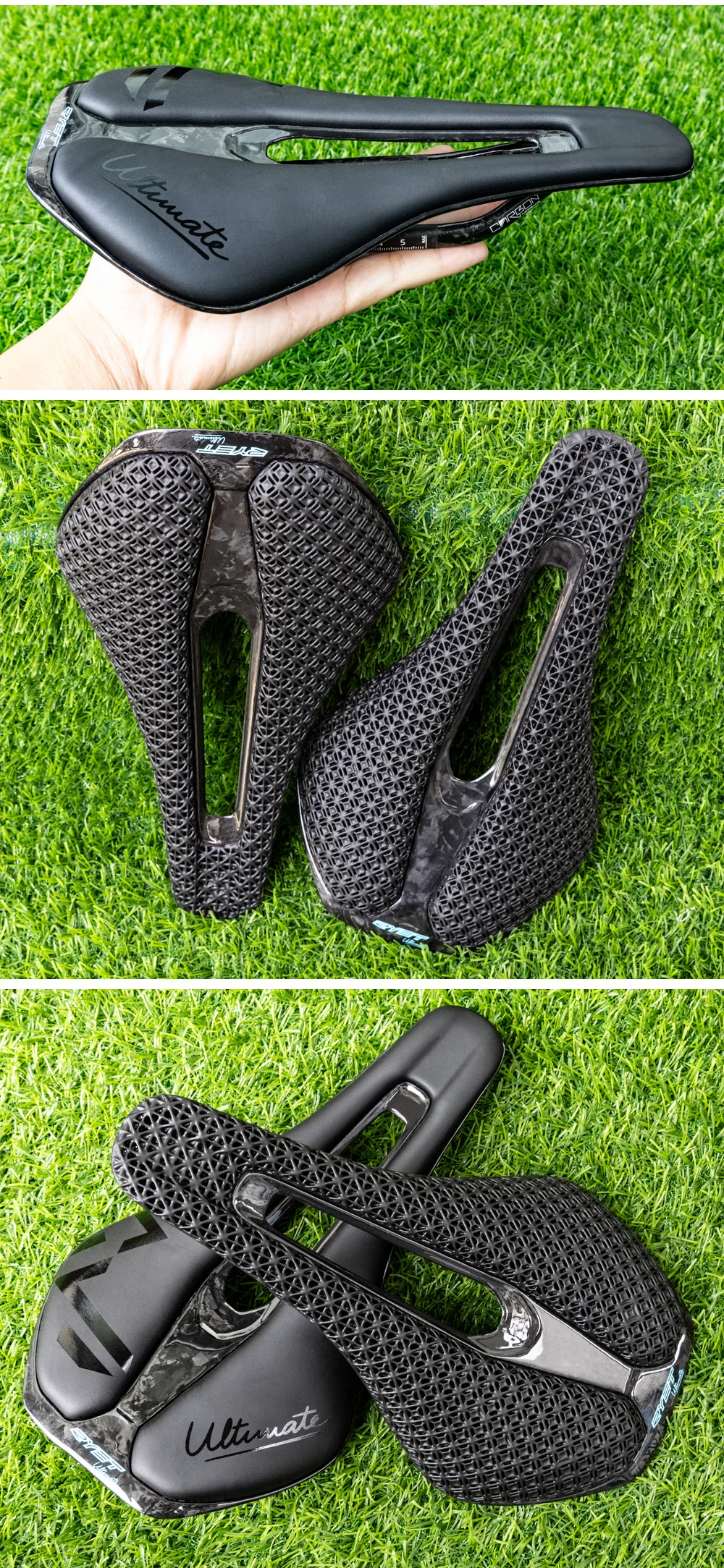 RYET 3D Printed Bicycle Saddle Ultralight Carbon Saddle 135/143mm 105g Bike Saddle for MTB Gravel Road Bike Seat Cycling Parts