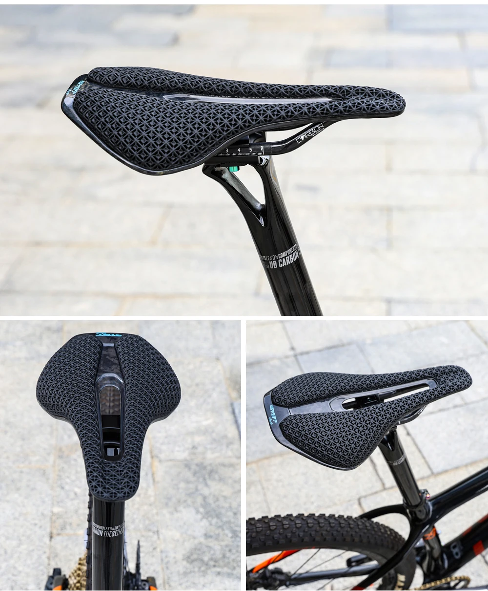 RYET 3D Printed Bicycle Saddle Ultralight Carbon Saddle 135/143mm 105g Bike Saddle for MTB Gravel Road Bike Seat Cycling Parts