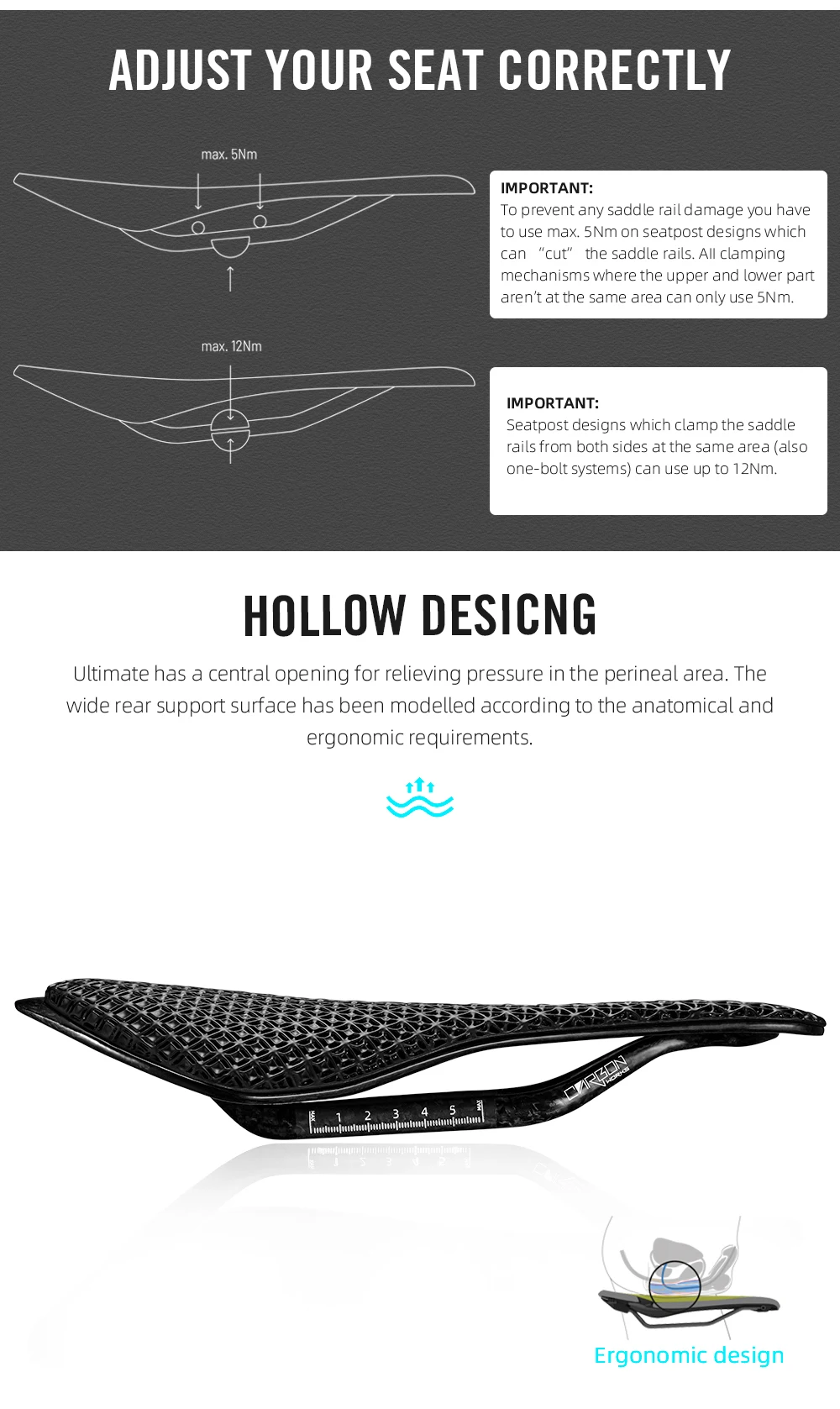 RYET 3D Printed Bicycle Saddle Ultralight Carbon Saddle 135/143mm 105g Bike Saddle for MTB Gravel Road Bike Seat Cycling Parts