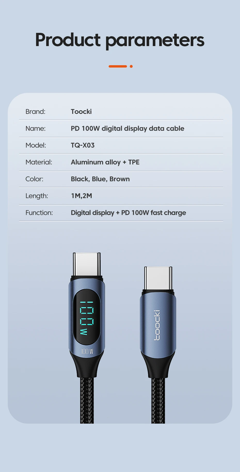 Toocki 100W Type C to Type C Cable PD Fast Charging Charger USB C to USB C Display Cable For Macbook iPad Data Cord Wire