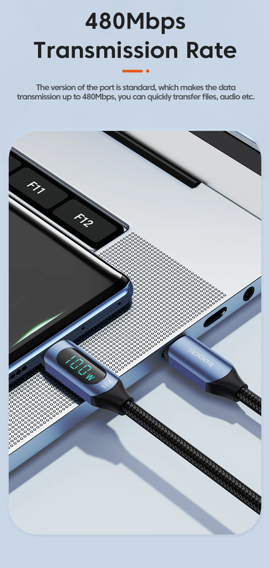 Toocki 100W Type C to Type C Cable PD Fast Charging Charger USB C to USB C Display Cable For Macbook iPad Data Cord Wire