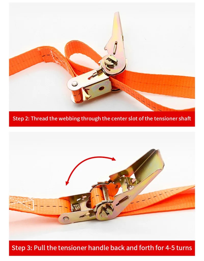 Heavy Duty Metal Buckle Tie-Down Cargo Straps for Car and Truck - Strong Ratchet Belt for Secure Luggage and Cargo Transport