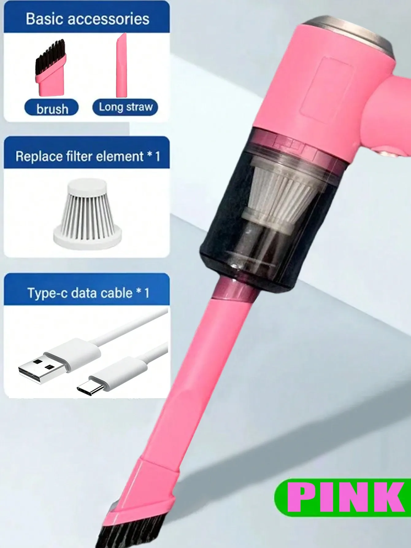 3 In 1 Integrated Suction And Blowing Vacuum Combination Vacuum Cleaner USB Charging Small Car Household Vacuum Cleaner