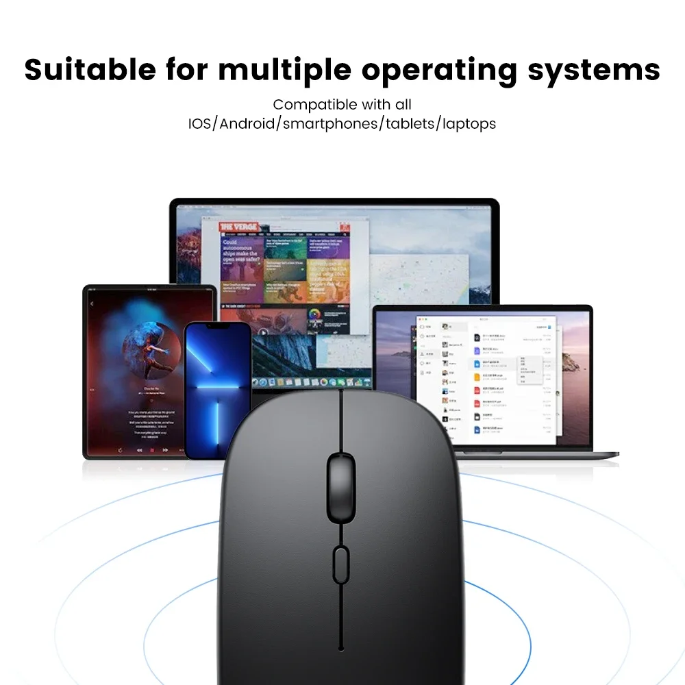 Rechargeable Wireless Mouse Bluetooth-compatible 2.4GHz Dual Modes Computer Mice with Nano Receiver for PC Laptop Macbook