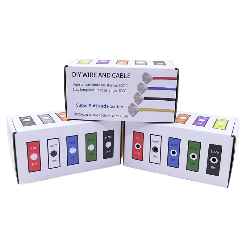 Super Soft Copper Wire Box (5 Colors Mix Kit) Heat Resistant Flexible Silicone 30/28/26/24/22/20AWG Electric Tinned Copper Cable