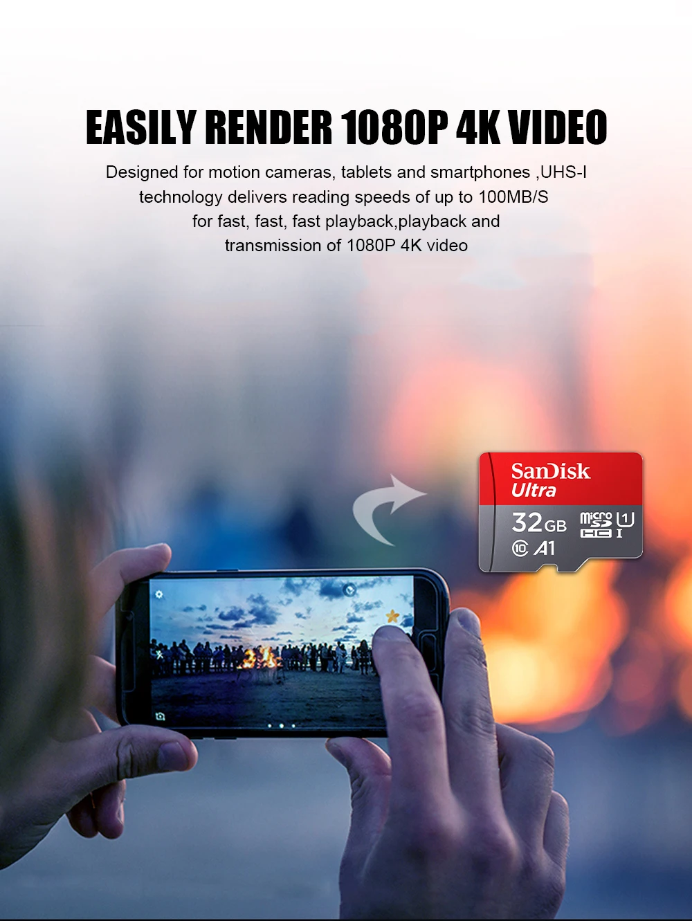 Original Sandisk Memory Card 256GB 128GB 64GB 32GB TF Micro SD Card Class 10 UHS-1 Flash Card Memory MicroSD for Smartphone PC