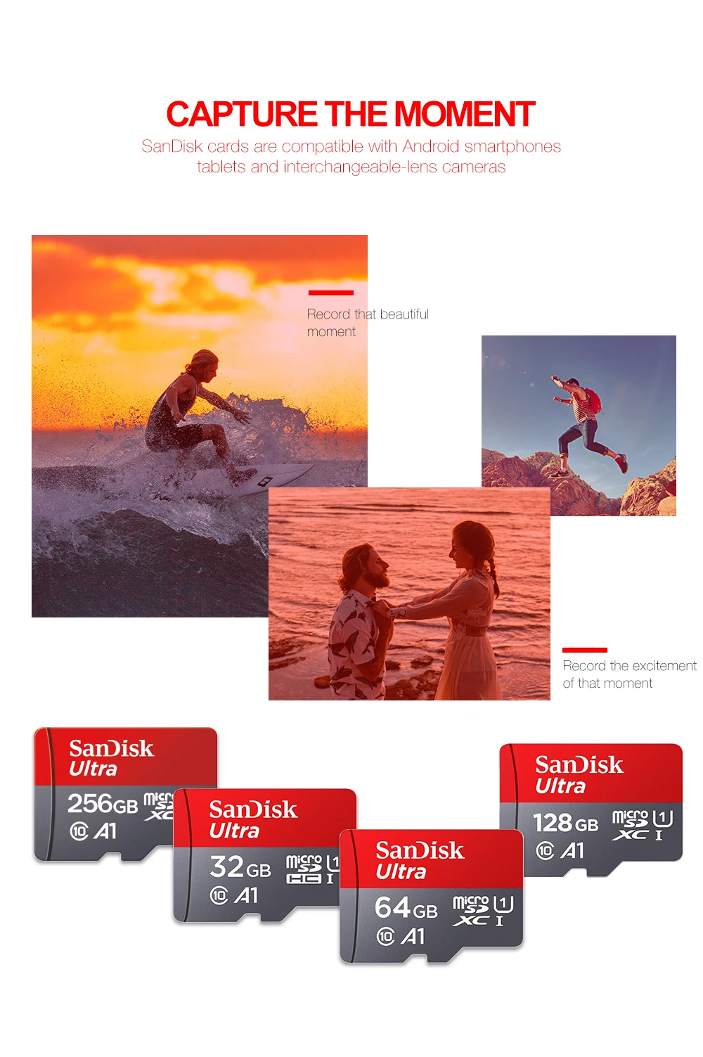 Original Sandisk Memory Card 256GB 128GB 64GB 32GB TF Micro SD Card Class 10 UHS-1 Flash Card Memory MicroSD for Smartphone PC