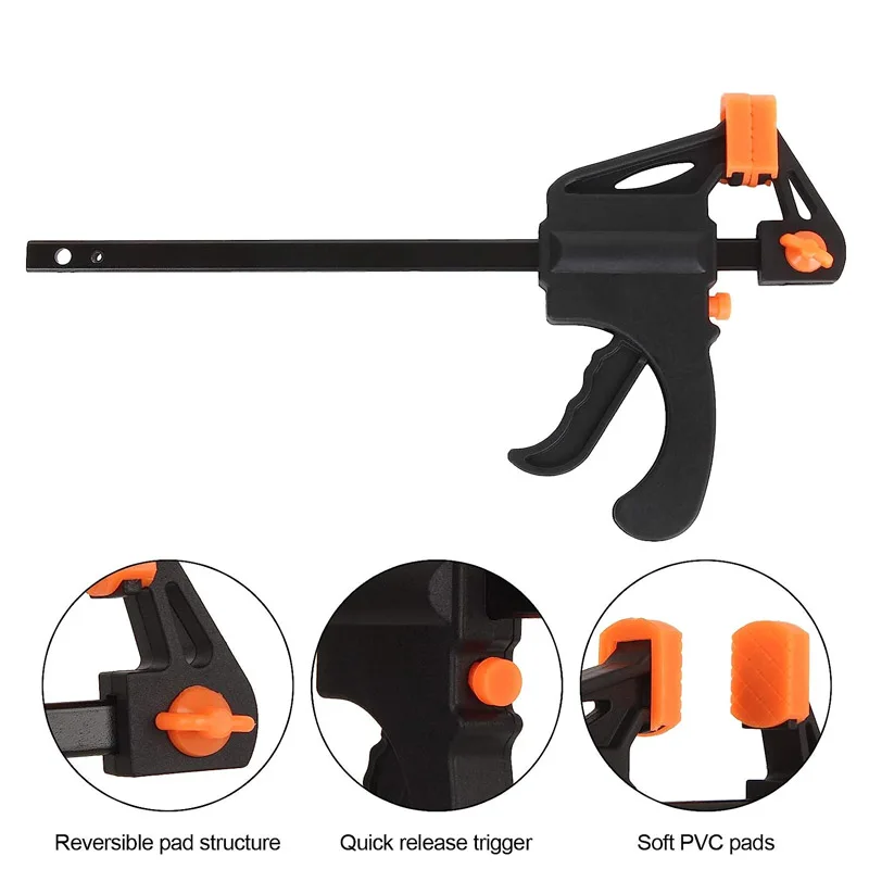 Woodworking Clamp F Hard Quick Release Ratchet Speed Squeeze Clip Kit Long Carpenter Set Nylon Gadget Work Bar Hand Tool 4inch