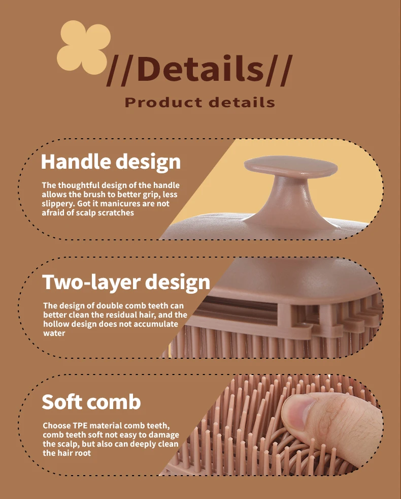 1pcs Silicone Shampoo Brush Head Scalp Massage Comb Hair Washing Comb Body Massage Shower Brush Salon Hairdressing Tool