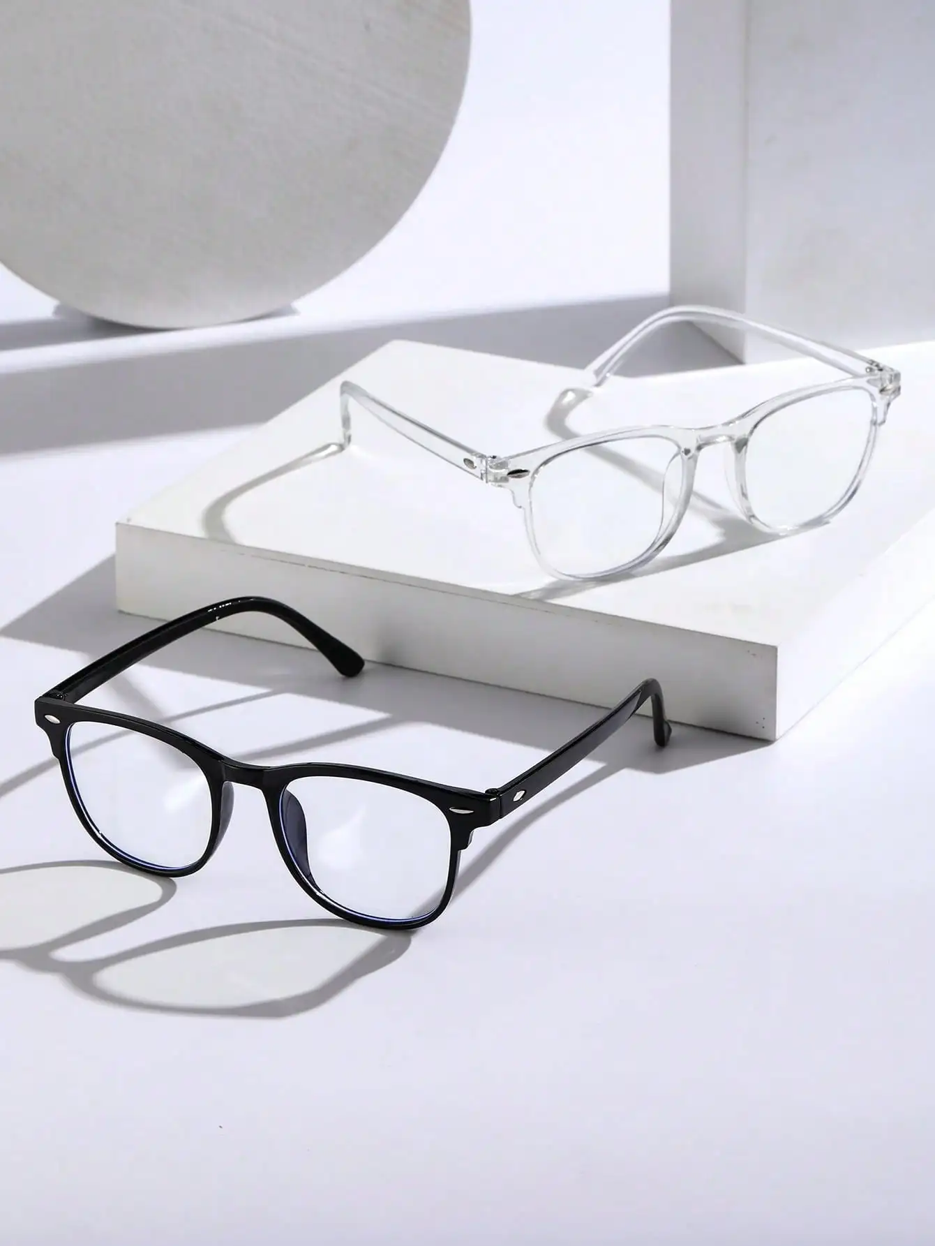 1-2-3PCS Unisex Square Plastic Frame Trendy Anti-Blue Light Clear Glasses For Back To School Clothing Accessories.