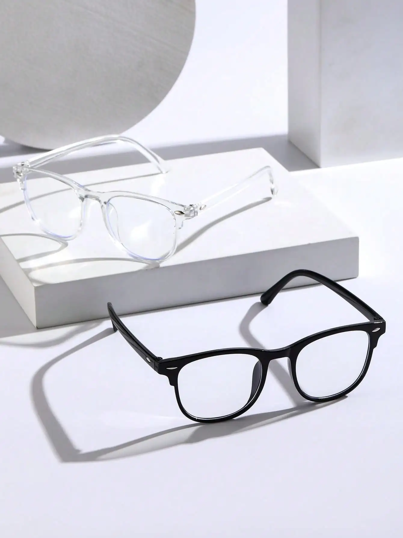 1-2-3PCS Unisex Square Plastic Frame Trendy Anti-Blue Light Clear Glasses For Back To School Clothing Accessories.