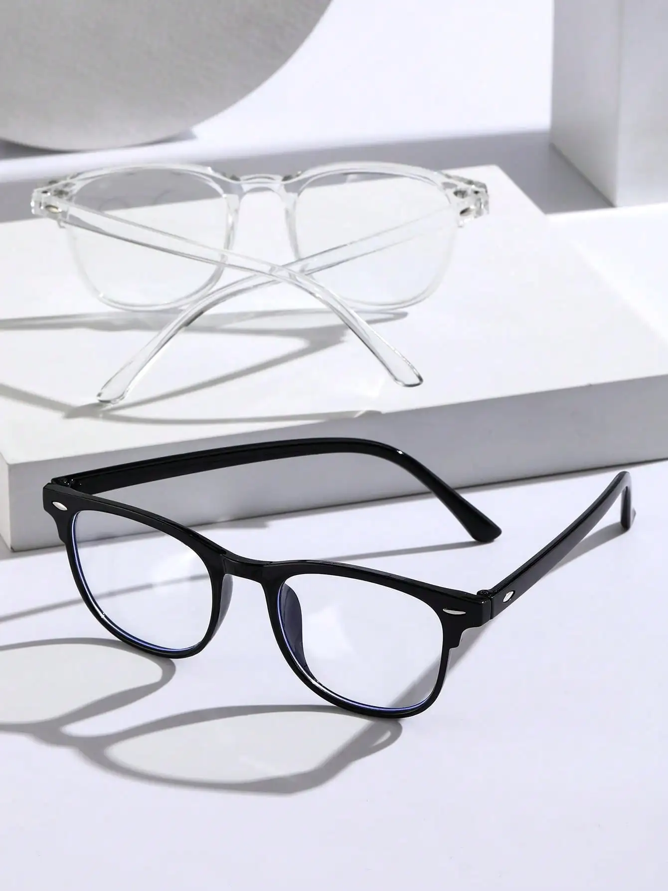 1-2-3PCS Unisex Square Plastic Frame Trendy Anti-Blue Light Clear Glasses For Back To School Clothing Accessories.