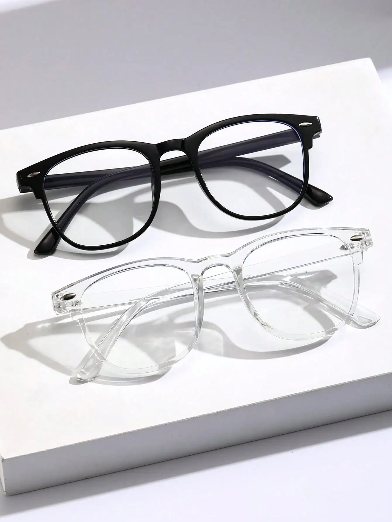 1-2-3PCS Unisex Square Plastic Frame Trendy Anti-Blue Light Clear Glasses For Back To School Clothing Accessories.