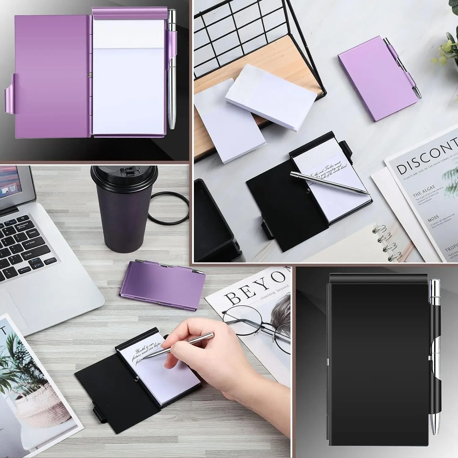 Clamshell Notebook Metal Memo Pads Creative Notebooks Office Notepad Pocket Pen Holder Memorandum Do List Smooth Writing Plan