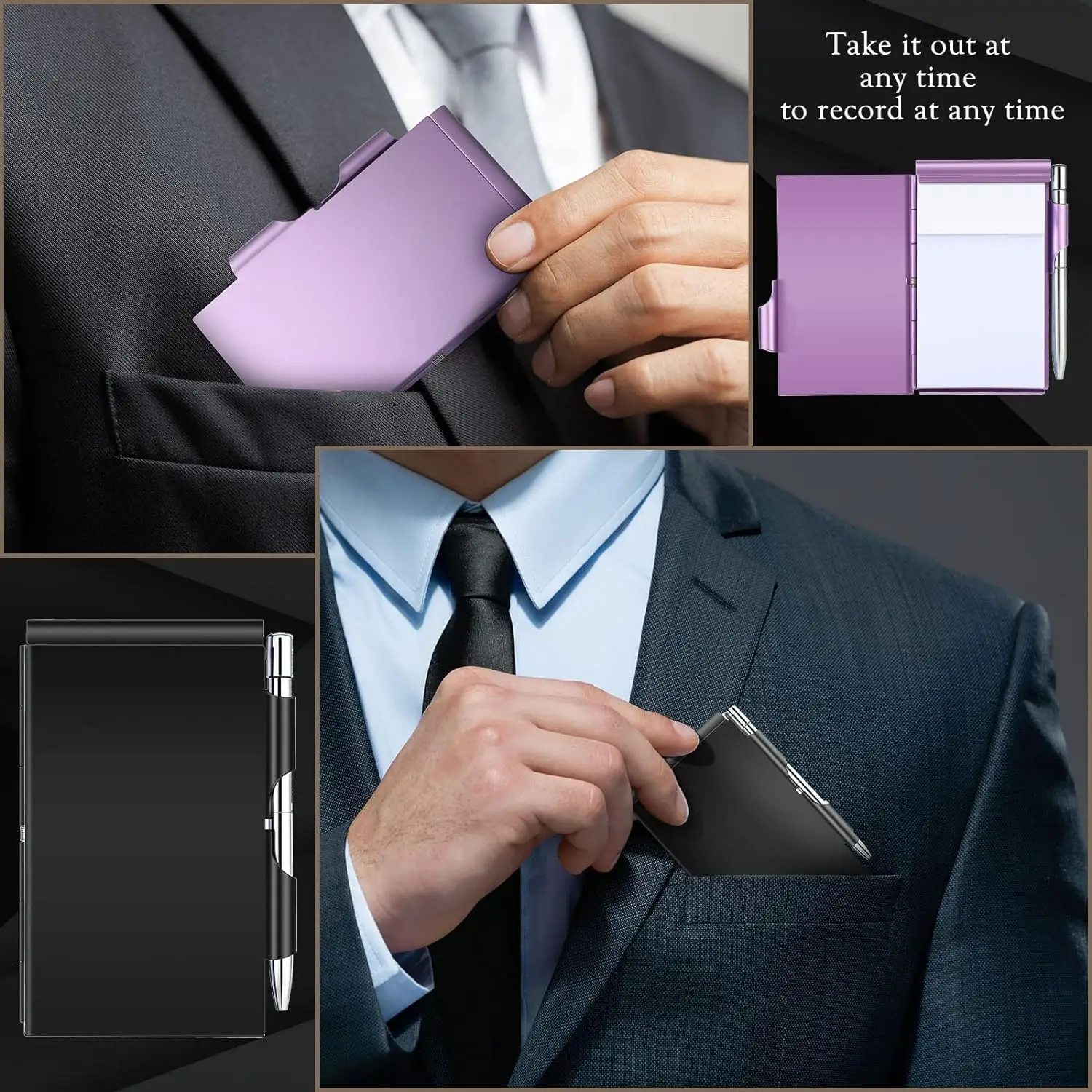 Clamshell Notebook Metal Memo Pads Creative Notebooks Office Notepad Pocket Pen Holder Memorandum Do List Smooth Writing Plan
