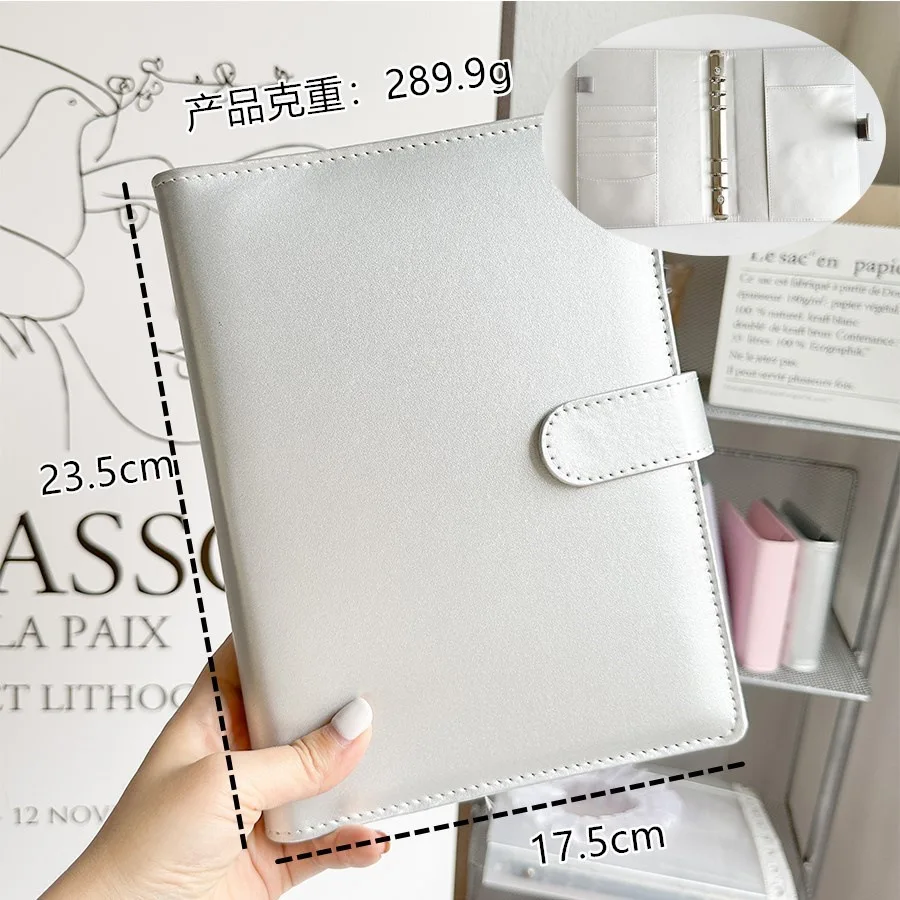 A5  Sliver PU DIY Binder Notebook Cover Diary Agenda Planning Paper Cover School Stationery