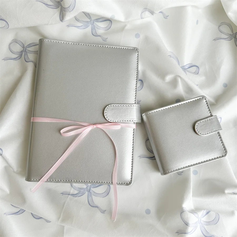 A5  Sliver PU DIY Binder Notebook Cover Diary Agenda Planning Paper Cover School Stationery