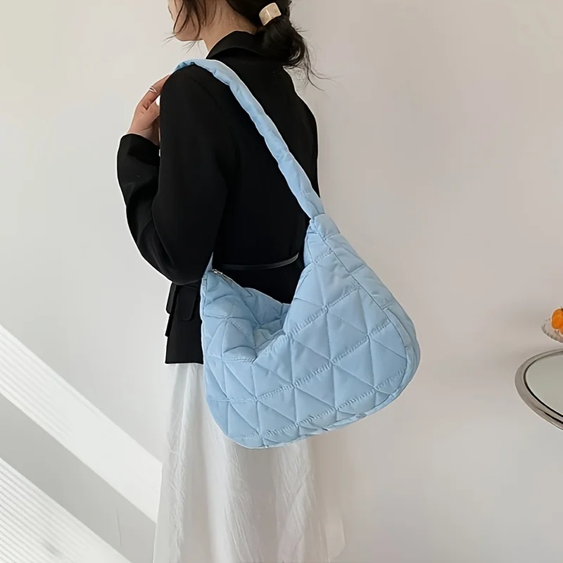 Stylish Quilted Puffer Crossbody Tote Bag ,Ideal for Daily Use - Fashionable Shoulder Bag with Convenient Quilt Stitch Design