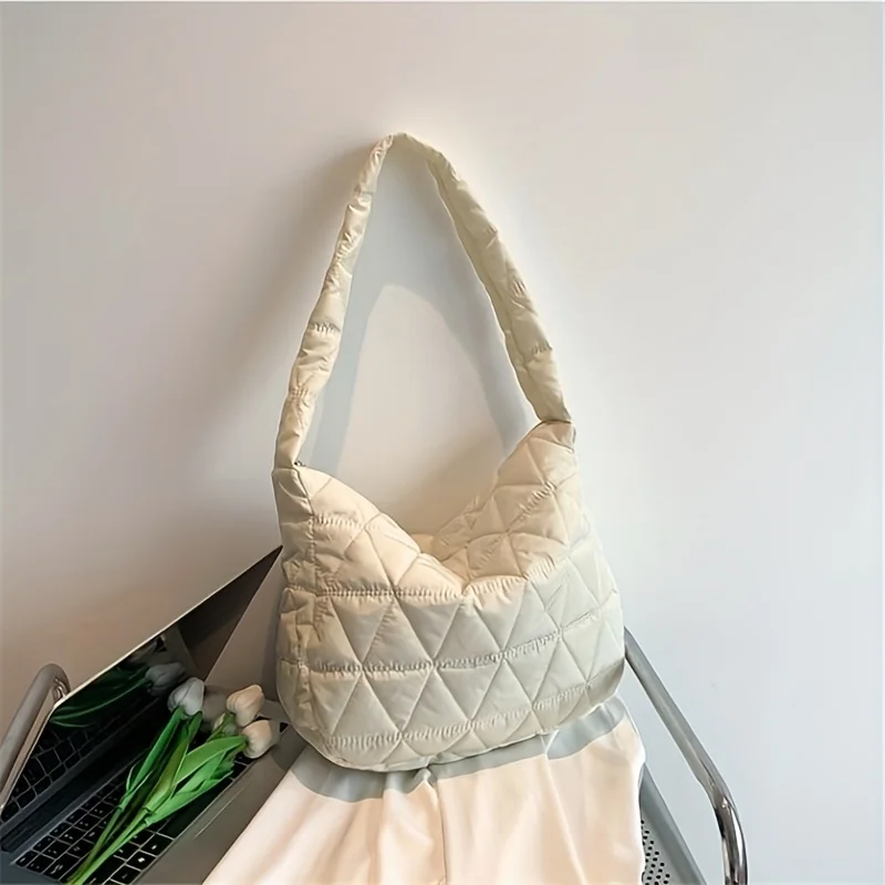 Stylish Quilted Puffer Crossbody Tote Bag ,Ideal for Daily Use - Fashionable Shoulder Bag with Convenient Quilt Stitch Design