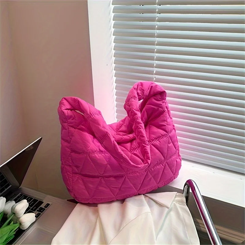 Stylish Quilted Puffer Crossbody Tote Bag ,Ideal for Daily Use - Fashionable Shoulder Bag with Convenient Quilt Stitch Design