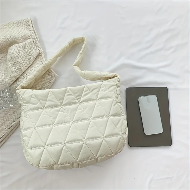 Stylish Quilted Puffer Crossbody Tote Bag ,Ideal for Daily Use - Fashionable Shoulder Bag with Convenient Quilt Stitch Design