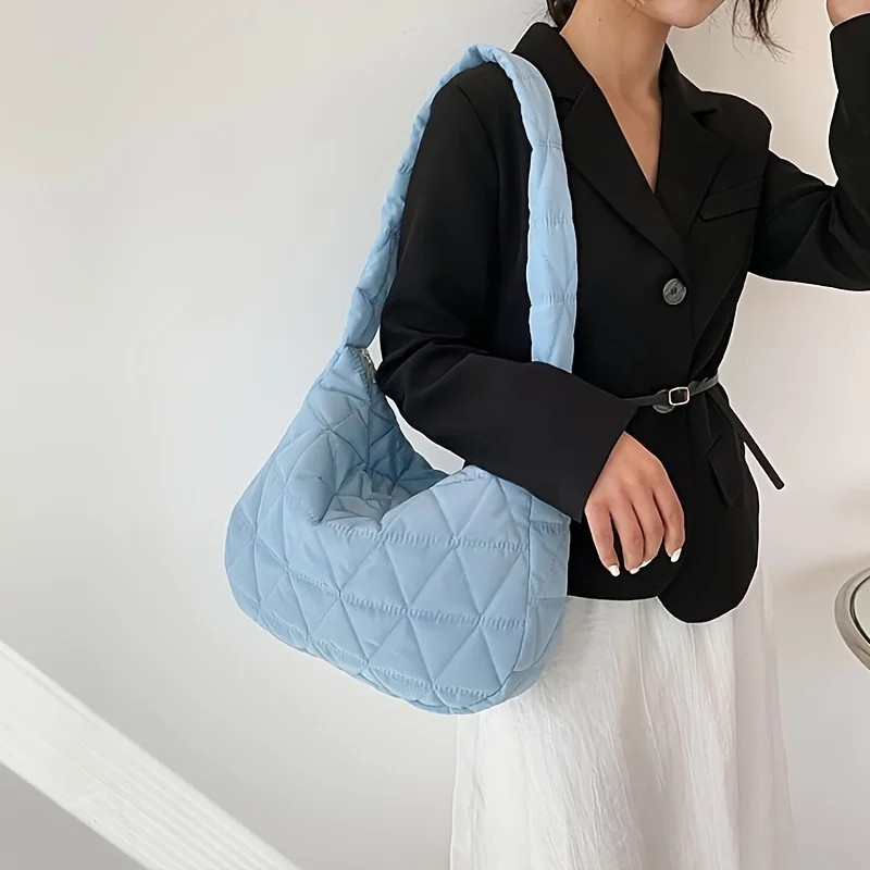Stylish Quilted Puffer Crossbody Tote Bag ,Ideal for Daily Use - Fashionable Shoulder Bag with Convenient Quilt Stitch Design