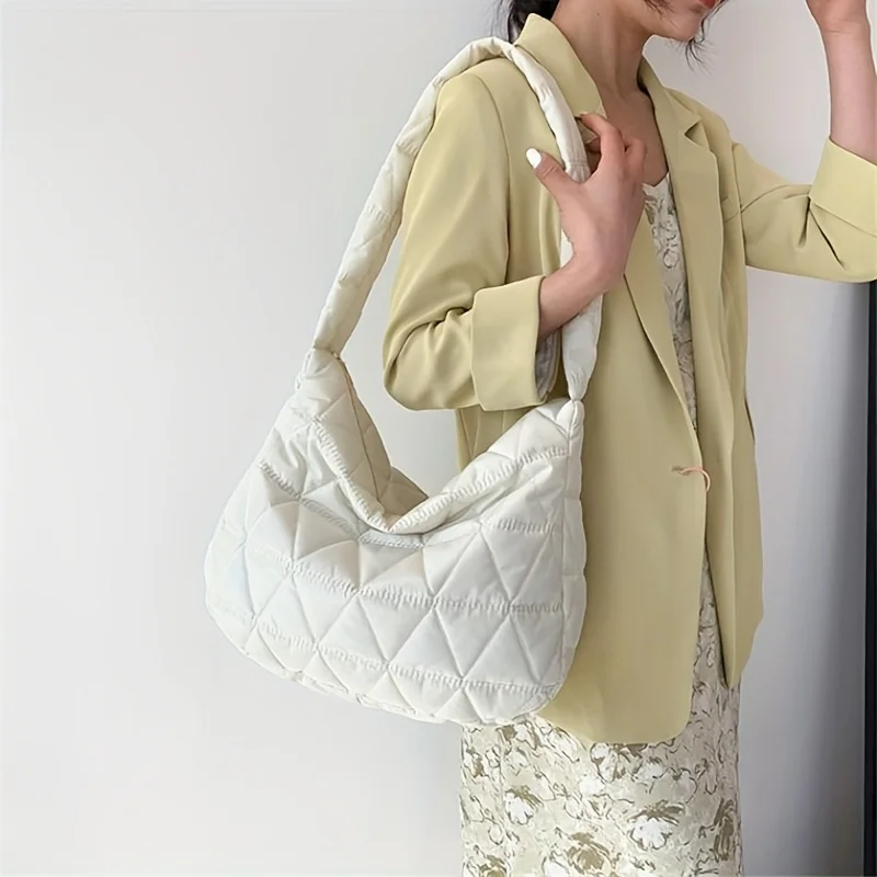 Stylish Quilted Puffer Crossbody Tote Bag ,Ideal for Daily Use - Fashionable Shoulder Bag with Convenient Quilt Stitch Design