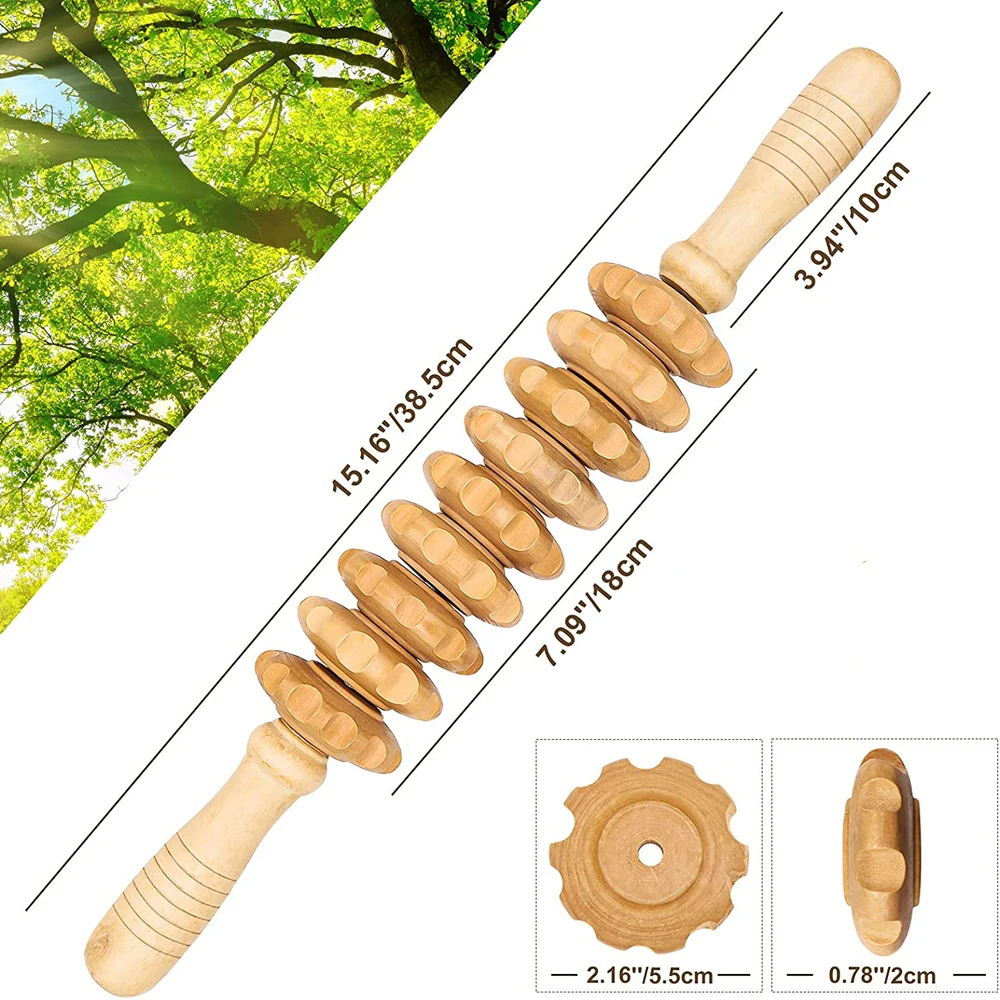 Curved Wood Massage Roller Stick Lymphatic Drainage Wood Therapy Massage Tool Maderoterapia Colombiana Anti Cellulite Massager
