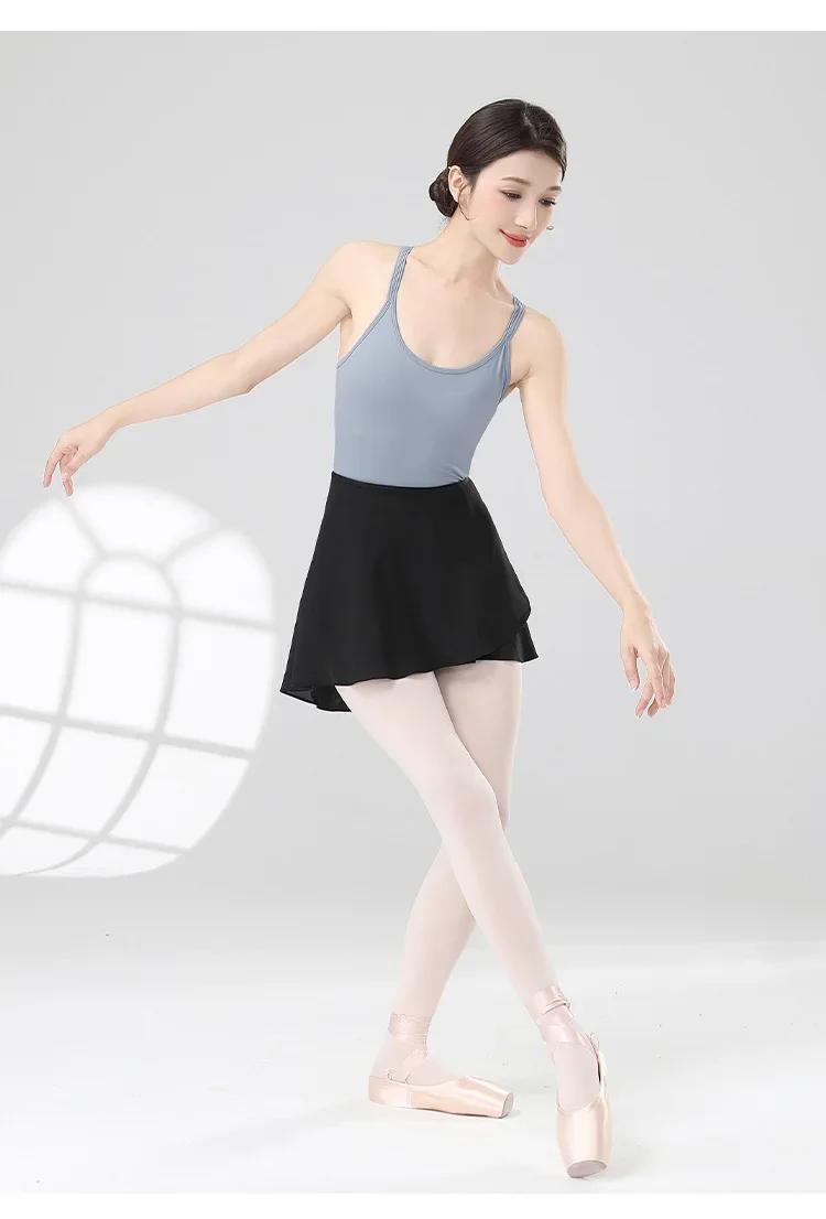 Girls Ballet Skirts Women Dance Short Skirts High Elastic Skirt Ballerina Adult Skate Dancing Yoga Lace Up Chiffon Skirt