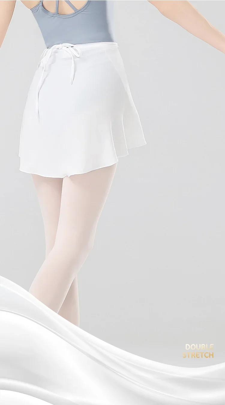 Girls Ballet Skirts Women Dance Short Skirts High Elastic Skirt Ballerina Adult Skate Dancing Yoga Lace Up Chiffon Skirt