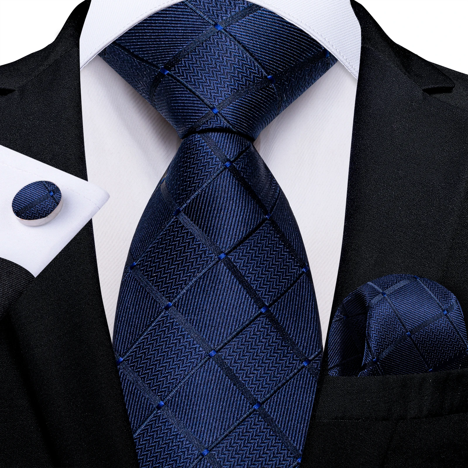 Men's Zipper Ties Pre-tied 8CM Lazy Necktie with Pocket Square Cufflinks for Business Wedding Prom Men Accessories Gravats Gift