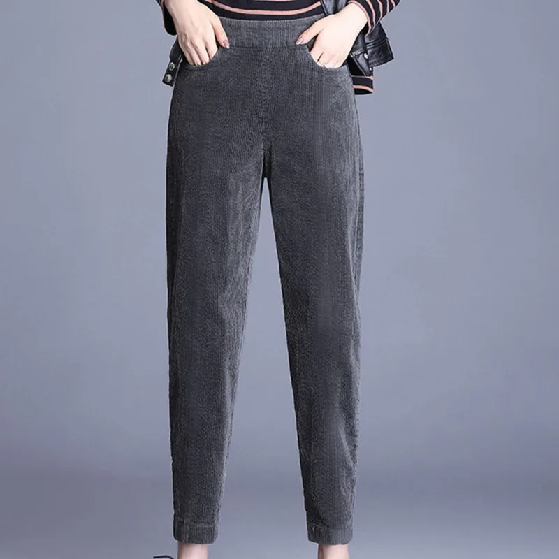 Plush Thick Casual Pants Women's Corduroy Warm Pants Autumn Winter Leggings High Waist Harem Pants Trousers Women Брюкиженские