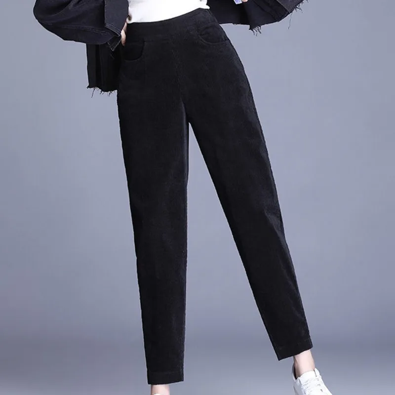 Plush Thick Casual Pants Women's Corduroy Warm Pants Autumn Winter Leggings High Waist Harem Pants Trousers Women Брюкиженские