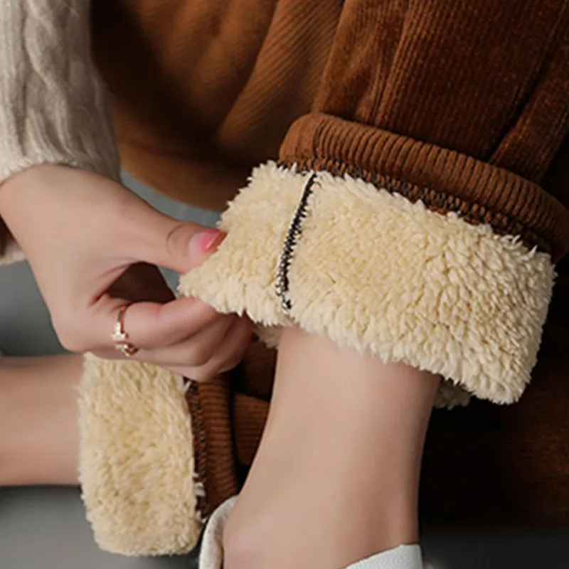 Plush Thick Casual Pants Women's Corduroy Warm Pants Autumn Winter Leggings High Waist Harem Pants Trousers Women Брюкиженские