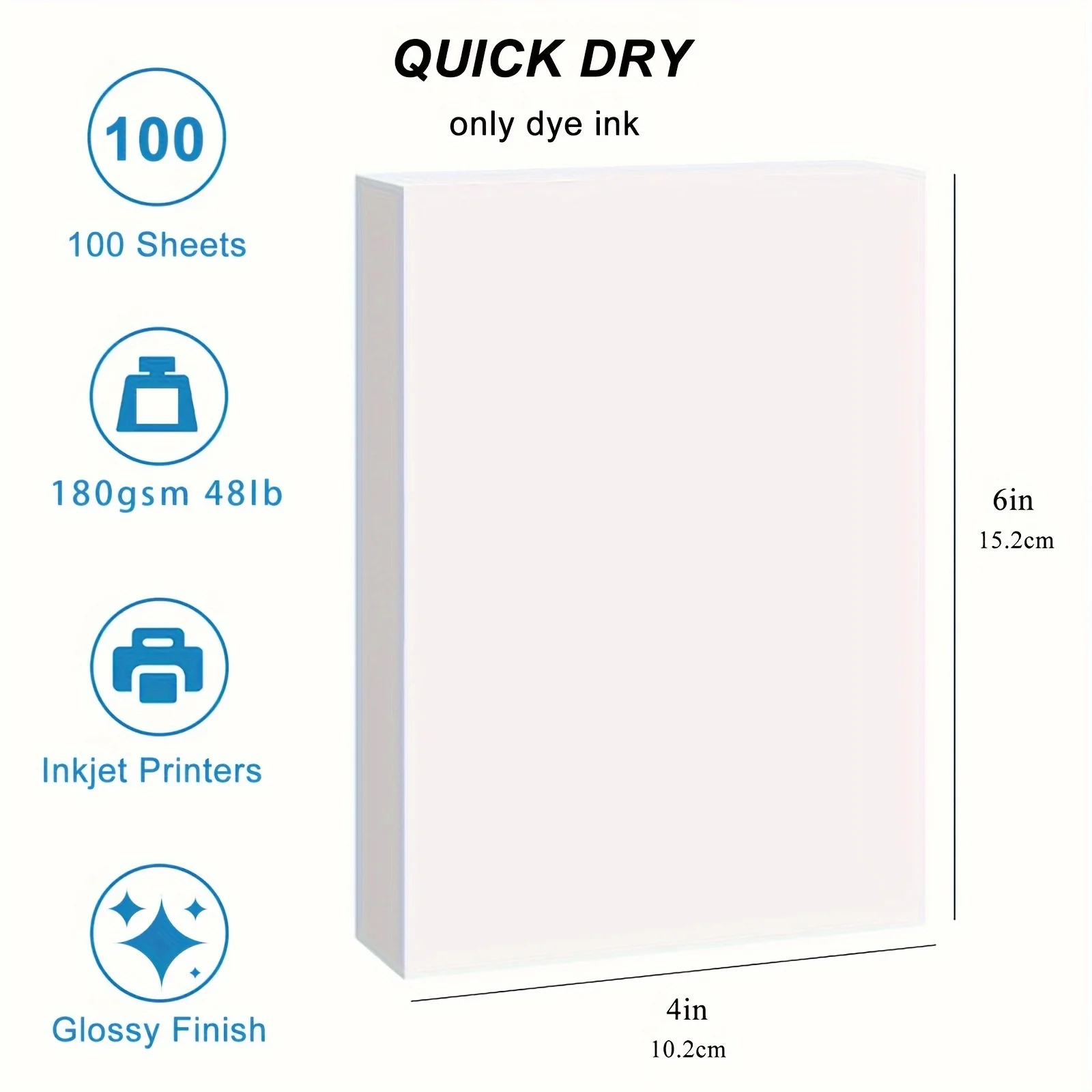 ESHANG 100 Sheets 4x 6inch 4R High Glossy Photo Paper Professional photographic Paper Works with Inkjet Printers 180gsm