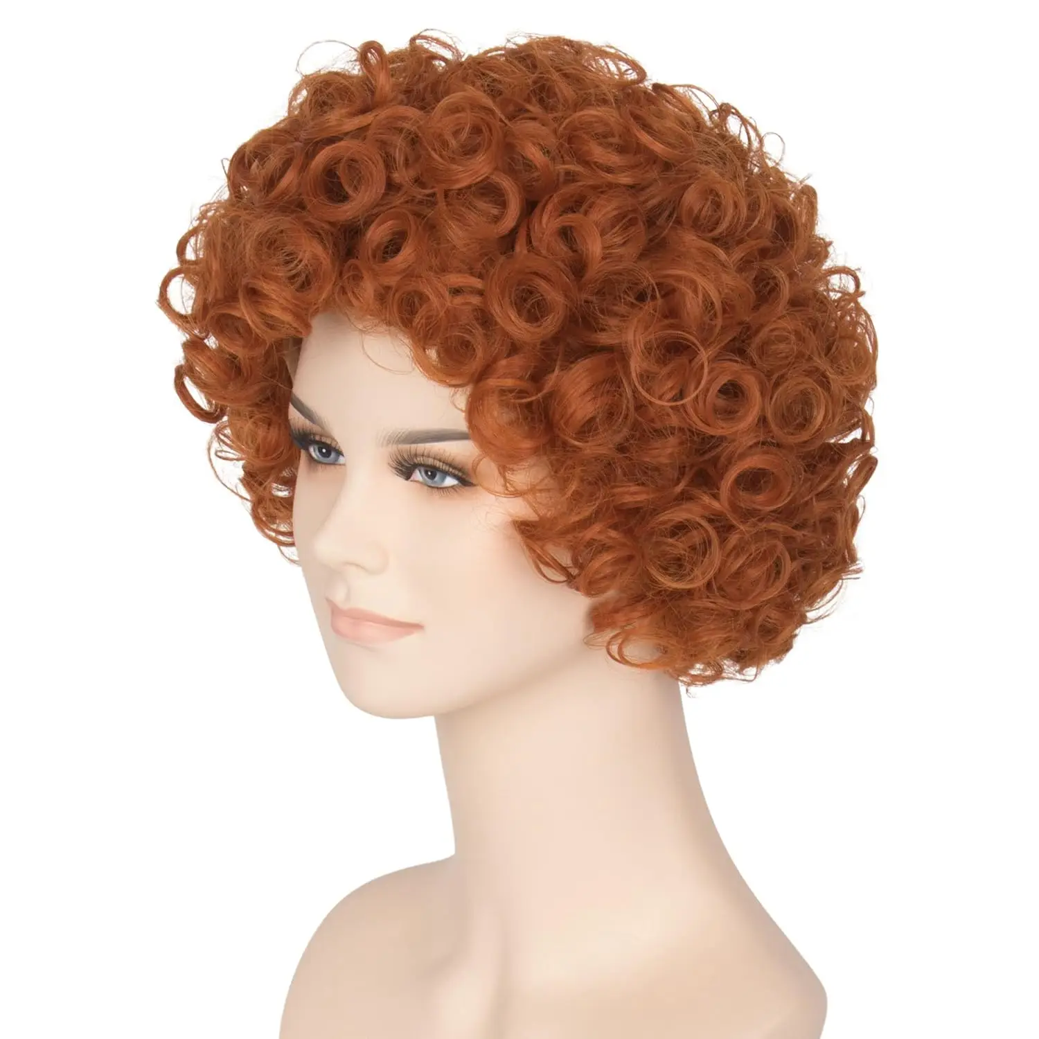 Hair Women Short Curly Red Orange Wig Halloween Cosplay Costume Wig Helen roper Mrs roper Wigs Party Costume