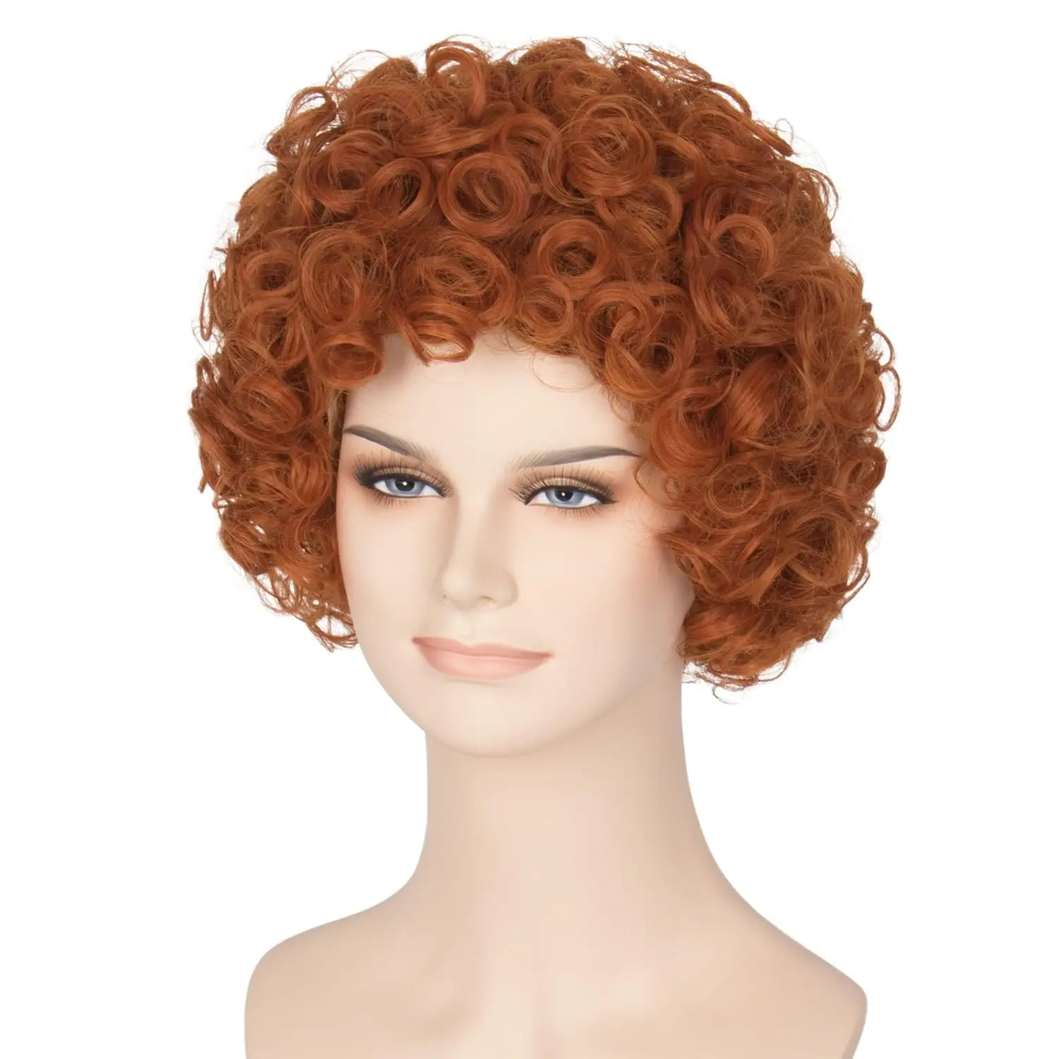 Hair Women Short Curly Red Orange Wig Halloween Cosplay Costume Wig Helen roper Mrs roper Wigs Party Costume