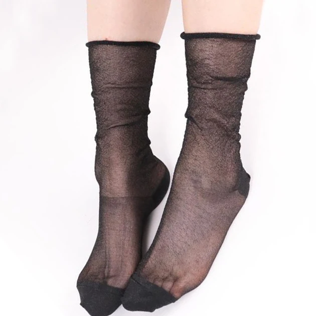 4 Pairs Women's Fashion sexy shiny Glitters Korean style silver silk socks Luxury design High Quality Women's Mesh Thin socks
